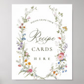 Pastel Roze Bloemen Wildflower Recept Kaarten Poster (Voorkant)