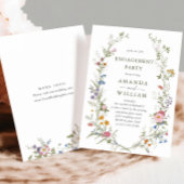 Pastel Roze Bloemen Wildflowers Engagement Party Kaart