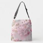 Pastel Roze Bloemen Zachte Elegante Patroon Person Crossbody Tas (Achterkant)