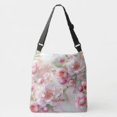 Pastel Roze Bloemen Zachte Elegante Patroon Person Crossbody Tas (Voorkant)