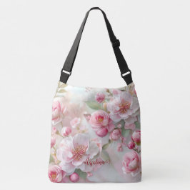 Pastel Roze Bloemen Zachte Elegante Patroon Person Crossbody Tas