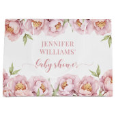 Pastel roze bloemenbaby meisje douche cadeau tasse groot cadeauzakje (Voorkant)