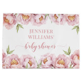 Pastel roze bloemenbaby meisje douche cadeau tasse groot cadeauzakje (Achterkant)
