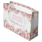 Pastel roze bloemenbaby meisje douche cadeau tasse groot cadeauzakje (Achterkant Gekanteld)