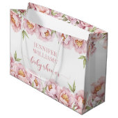 Pastel roze bloemenbaby meisje douche cadeau tasse groot cadeauzakje (Voorkant Gekanteld)