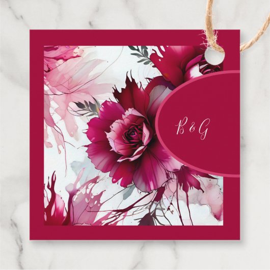 Pastel roze bloemenbruiloft abstract roos bedankjes labels (Achterkant)