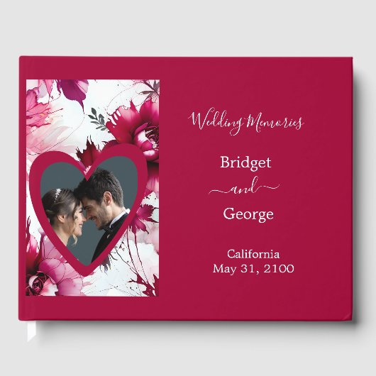 Pastel roze bloemenbruiloft abstract roos gastenboek (Voorkant)