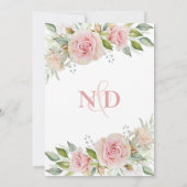 Pastel roze bloemenbruiloft Waterverf Kaart (Achterkant)