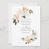 Pastel Roze Bloemencode QR Code RSVP Huwelijk Kaart (Voorkant)