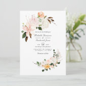Pastel Roze Bloemencode QR Code RSVP Huwelijk Kaart (Staand voorkant)