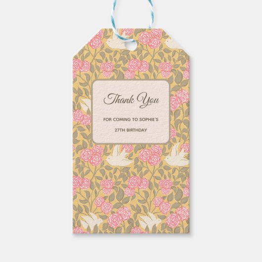 Pastel Roze Bloemenduilpatroon Cadeaulabel (Voorkant)