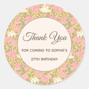 Pastel Roze Bloemenduilpatroon Ronde Sticker