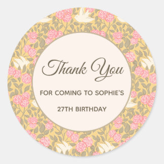 Pastel Roze Bloemenduilpatroon Ronde Sticker