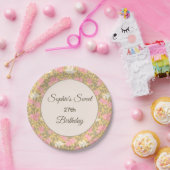 Pastel Roze Bloemenduinpatroon Papieren Bordje (Feest)