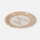 Pastel Roze Bloemenduinpatroon Papieren Bordje (Gekanteld)