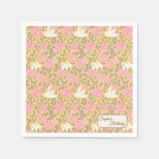 Pastel Roze Bloemenduinpatroon Servet (Voorkant)