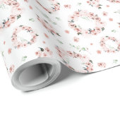 Pastel Roze Bloemenkrans Cadeaupapier (Rol Hoek)