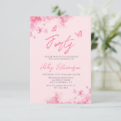 Pastel roze bloemenzacht waterverf 40e geboortedag kaart (Staand voorkant)