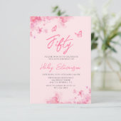 Pastel roze bloemenzacht waterverf 50e geboortedag kaart (Staand voorkant)