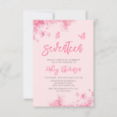 Pastel roze bloemenzachte waterverf 17e verjaardag kaart (Voorkant)