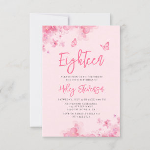 Pastel roze bloemenzachte waterverf 18e verjaardag kaart
