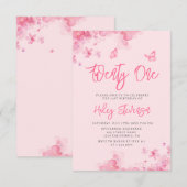 Pastel roze bloemenzachte waterverf 21e Verjaardag Kaart (Voorkant / Achterkant)