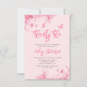 Pastel roze bloemenzachte waterverf 22e Verjaardag Kaart (Voorkant)