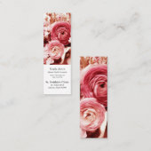 Pastel roze bloemetjes bladwijzer mini visitekaartje (Voorkant / Achterkant)