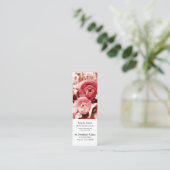Pastel roze bloemetjes bladwijzer mini visitekaartje (Staand voorkant)