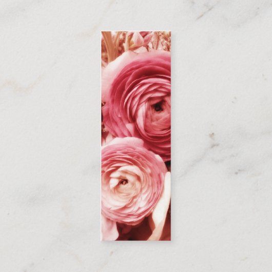 Pastel roze bloemetjes bladwijzer mini visitekaartje (Achterkant)