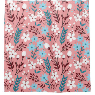 Pastel roze bloemig naadloos patroon. douchegordijn