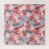 Pastel roze bloemig naadloos patroon. legpuzzel (Horizontaal)