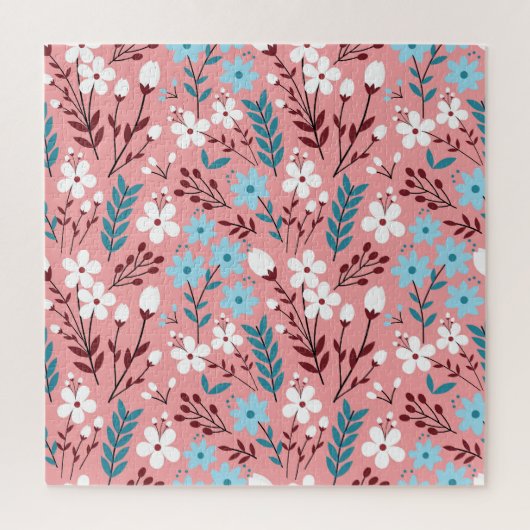Pastel roze bloemig naadloos patroon. legpuzzel (Verticaal)