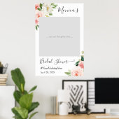 Pastel Roze Bloemige Bruidsdouche Fotocabine Poster (Thuiskantoor)