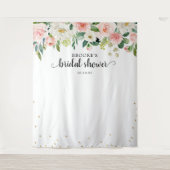 Pastel Roze Bloemige Bruidsmeisjes Foto Wandkleed (Voorkant)