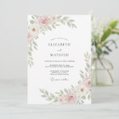 Pastel Roze Bloemige Trouw Kaart (Staand voorkant)