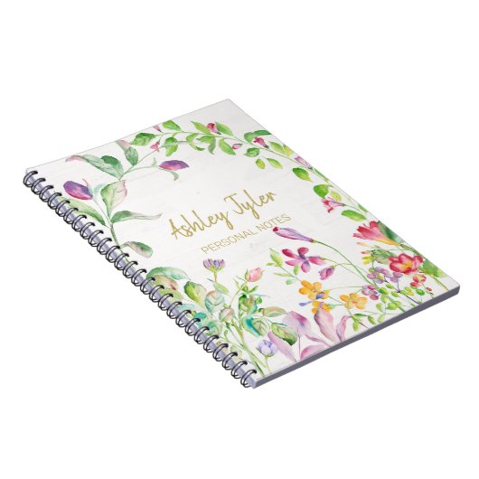 Pastel Roze bloemkoraal schattig gepersonaliseerd Notitieboek (Rechterzijde)