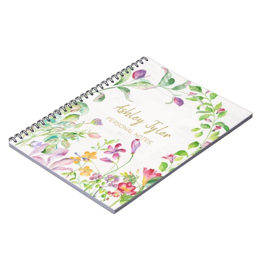 Pastel Roze bloemkoraal schattig gepersonaliseerd Notitieboek (Linkerzijde)