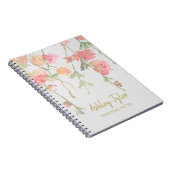 Pastel Roze bloemkoraal schattig gepersonaliseerd Notitieboek (Rechterzijde)