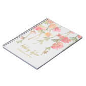 Pastel Roze bloemkoraal schattig gepersonaliseerd Notitieboek (Linkerzijde)