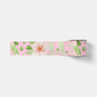 Pastel Roze Bloemmotief - Zachte Blosems Bloemen Satijnen Lint
