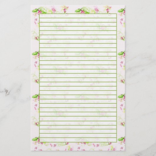 Pastel Roze Bloesem Bloesem Spring Green Lined Briefpapier (Voorkant)