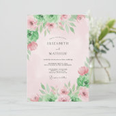 Pastel Roze Bloesem Bruiloft Kaart (Staand voorkant)