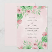 Pastel Roze Bloesem Bruiloft Kaart (Voorkant / Achterkant)