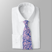 Pastel Roze & Blue Floral Damask Patroon Stropdas (Gebonden)