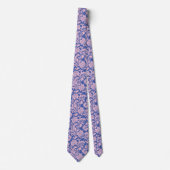 Pastel Roze & Blue Floral Damask Patroon Stropdas (Voorkant)