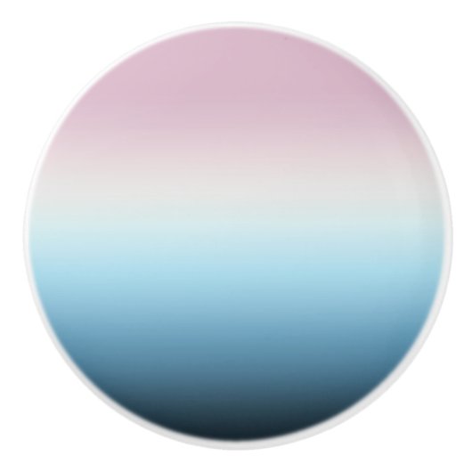 Pastel Roze & Blue Gradient Indigo Roos Ombre Keramische Knop (Voorkant)