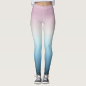 Pastel Roze & Blue Gradient Indigo Roos Ombre Leggings (Voorkant)