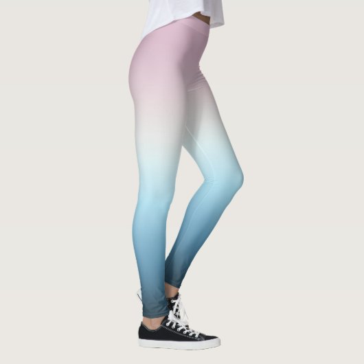Pastel Roze & Blue Gradient Indigo Roos Ombre Leggings (Rechts)