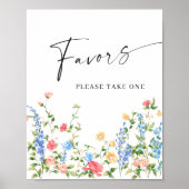 Pastel Roze Blush Boheemse Wildflowers Favors Poster (Voorkant)